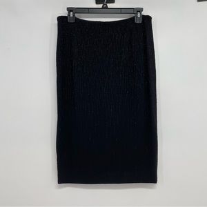 NWT Donna Karan Signature Pencil Skirt Womens Size US 8 Black Wool Embellished